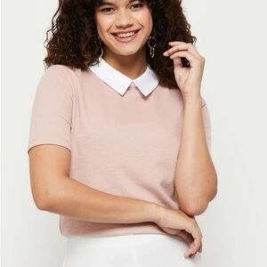 ASOS Pink Crop Blouse with Peter Pan Collar